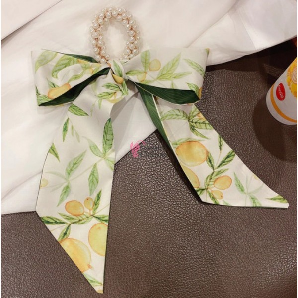 Esarfa din matase cu elastic din perle crem Cod ESF079